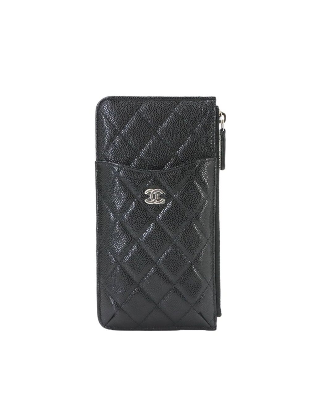 Chanel Quilted Classic Multi Pouch Caviar Leather Black Silver